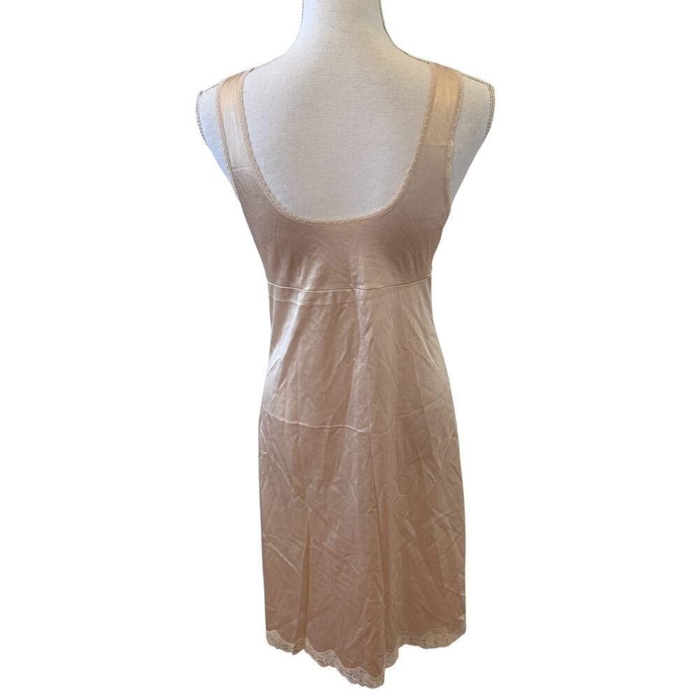 Vintage Full Slip Lace Trim Light Tan - Picture 4 of 4